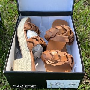 New! Tan! Platform Women’s heels , size 13 wide! City Chic!